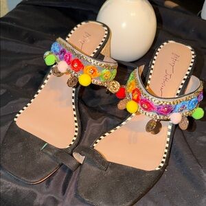 Betsey Johnson Black Sandals with Colorful Embellishments